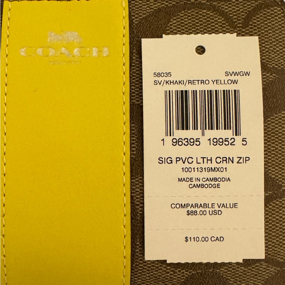 Coach Brown and Yellow Signature Wristlet - Picture 6 of 7
